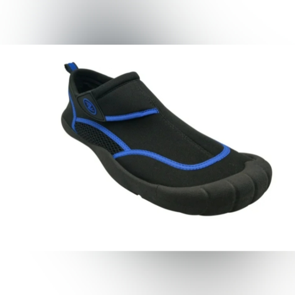 Athletic Works Black and Blue Water Shoes with Rubber Toe Cap, Size 9-10